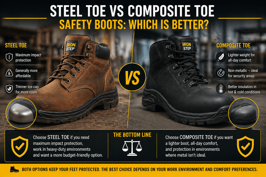 Steel Toe vs Composite Toe Safety Boots: Which is Better? - IronStep