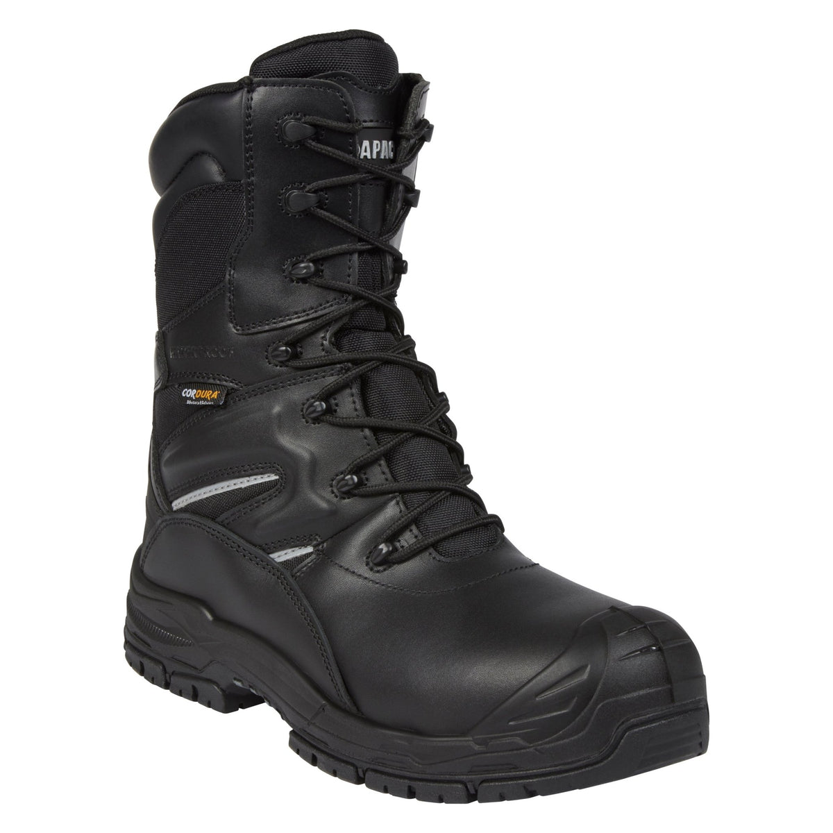 Apache COMBAT Black High Leg Non - Metallic Safety Boot | YKK Zip Cordura S7S Safety Boots