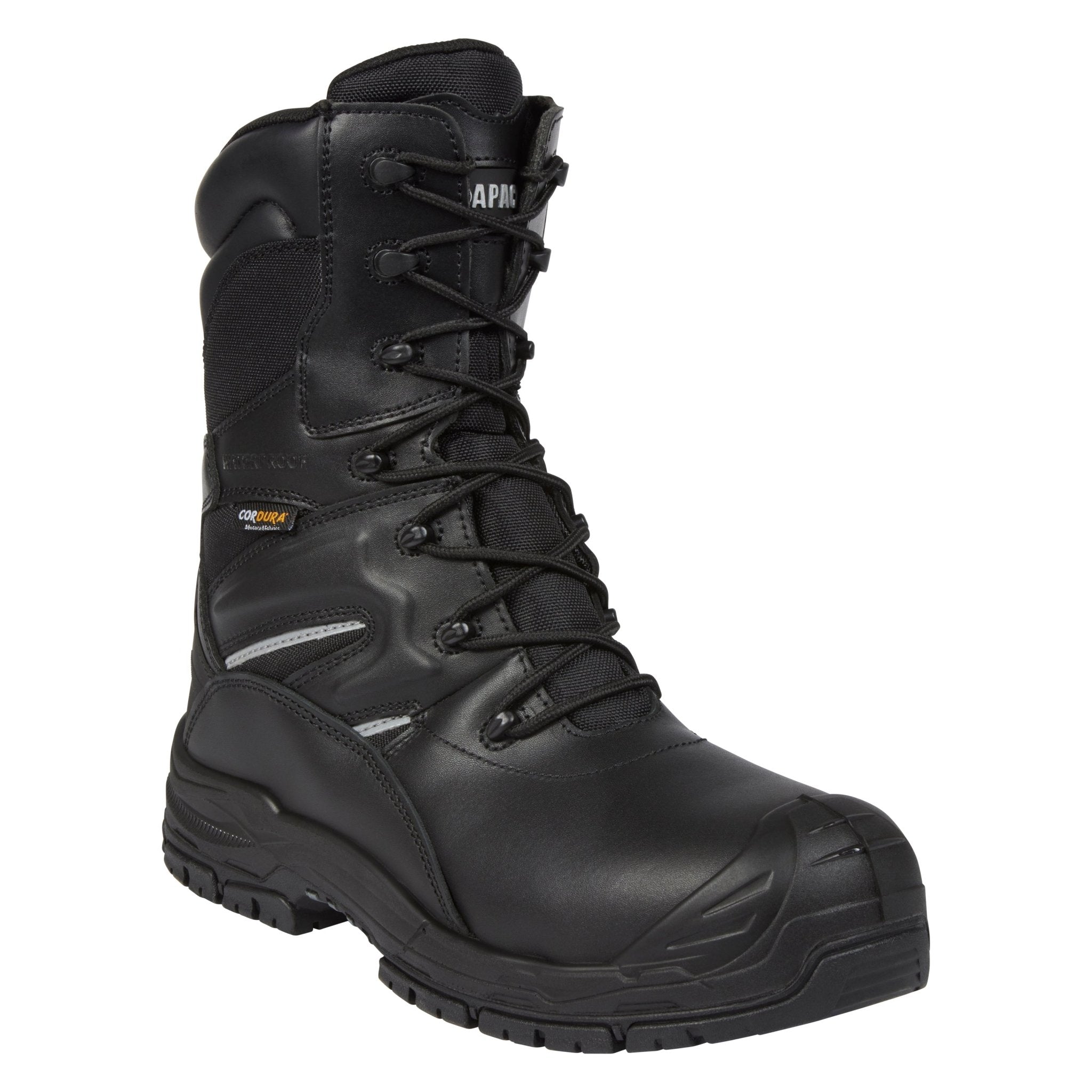 Apache COMBAT Black High Leg Non - Metallic Safety Boot | YKK Zip Cordura S7S Safety Boots