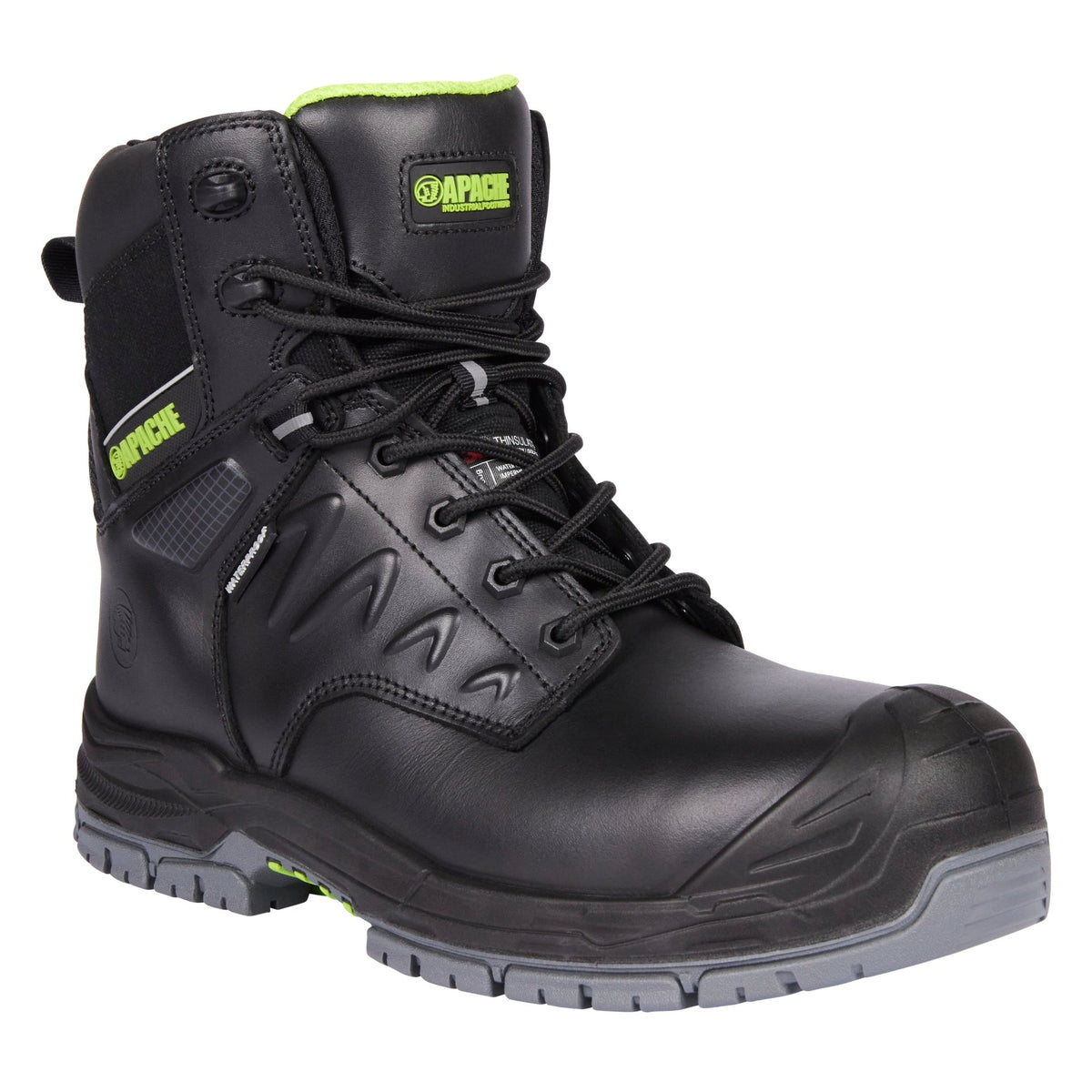 Apache waterproof safety boot black side zip S7 non-metallic