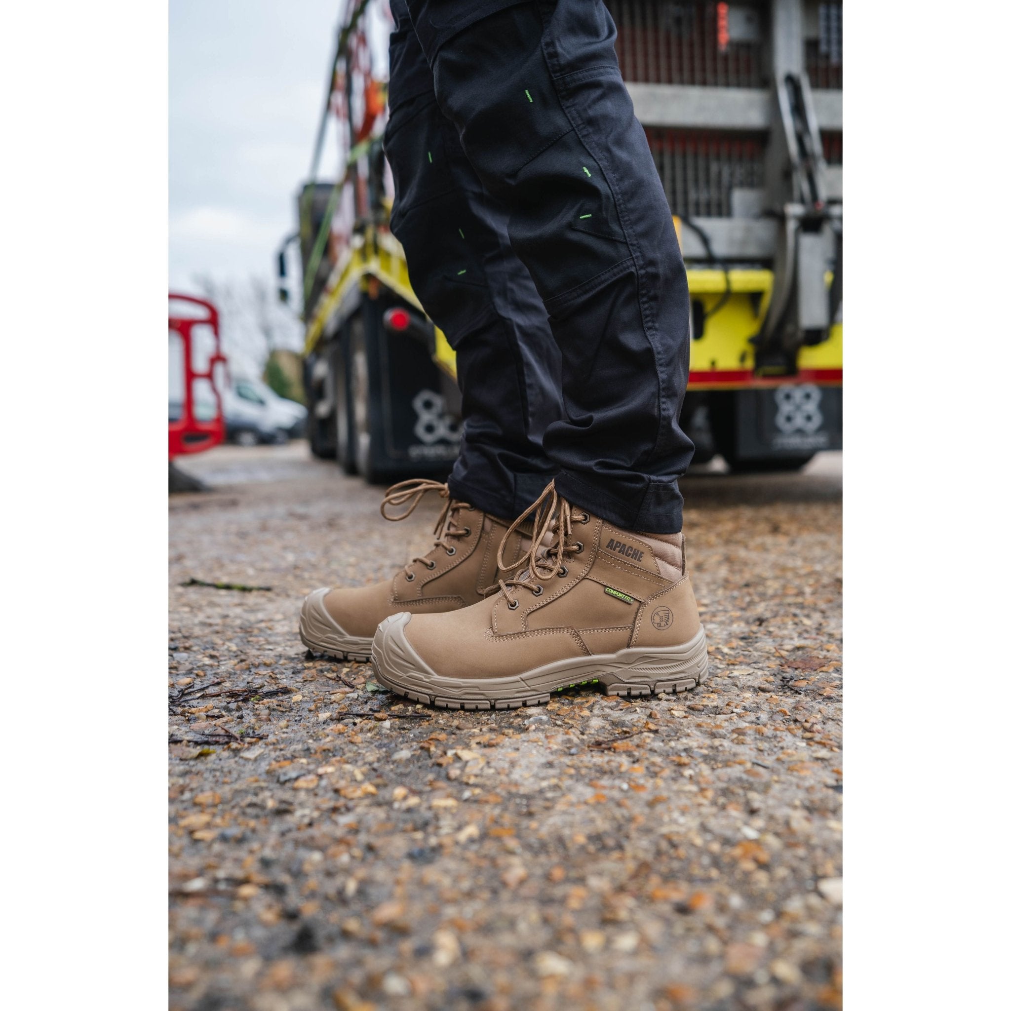 Apache Outback Stone Nubuck Zip Safety Boot | S3S HRO LG FO SC HI CI SR | CE EN ISO 20345:2022 - Safety Boot
