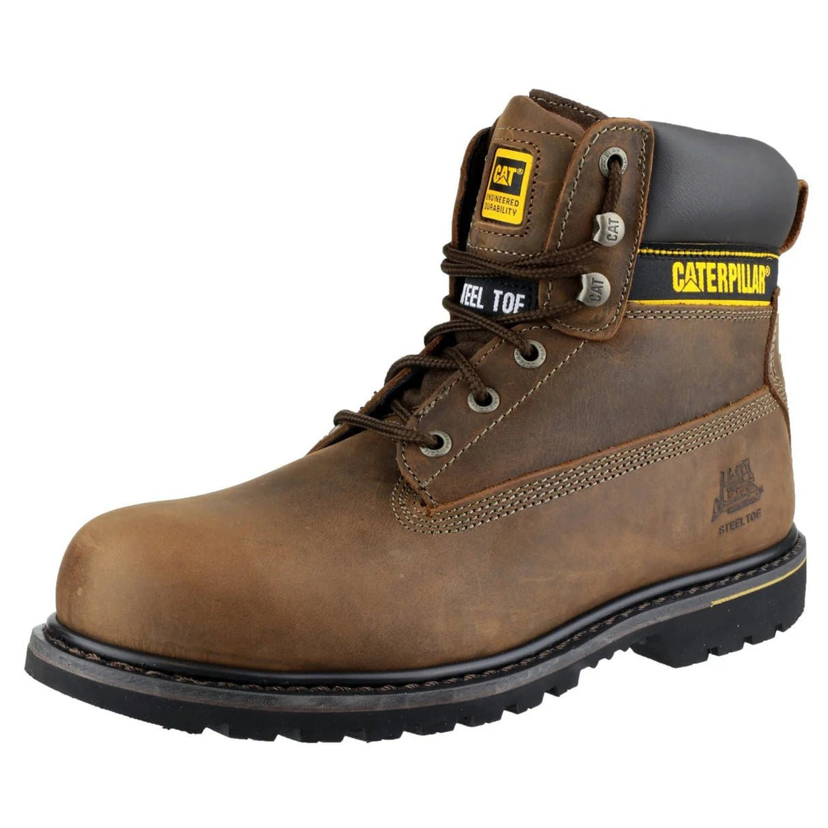 Caterpillar Holton Safety Boot - Brown | Steel Toe SB E FO HRO SRC | EN ISO 20345:2022 - Safety Boots