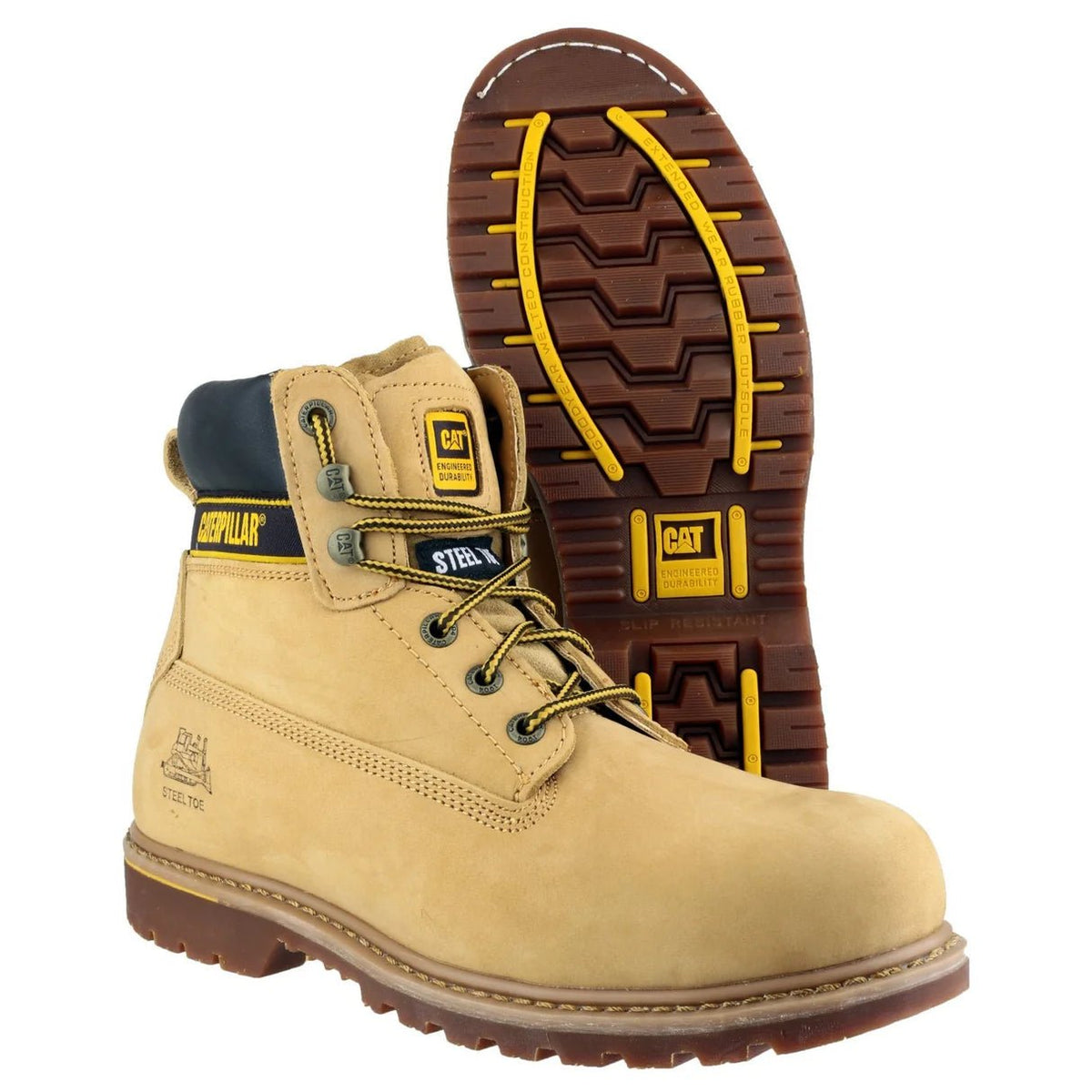 Caterpillar Holton Safety Boot - Honey | Steel Toe SB E FO HRO SRC | EN ISO 20345:2022 - Safety Boots