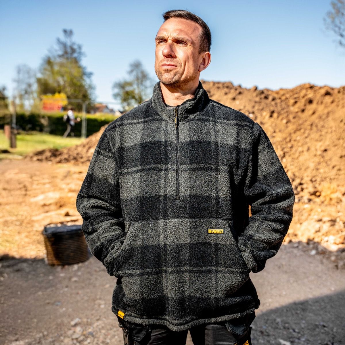 DeWalt Deansway 1/4 Zip Check Printed Sherpa Fleece - Work Fleece