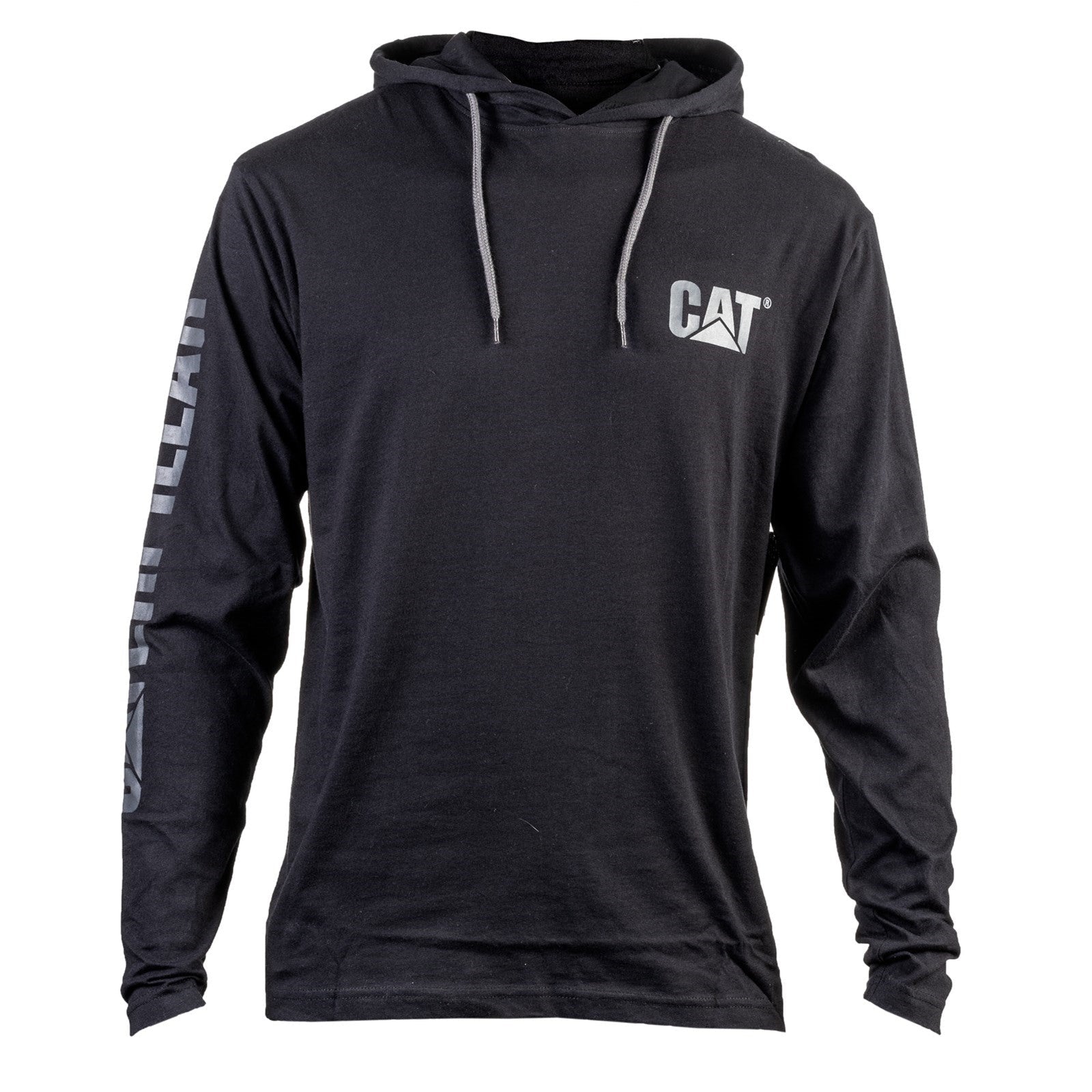 Caterpillar Hooded Long Sleeve Tee Black (29577) - Work T-Shirts