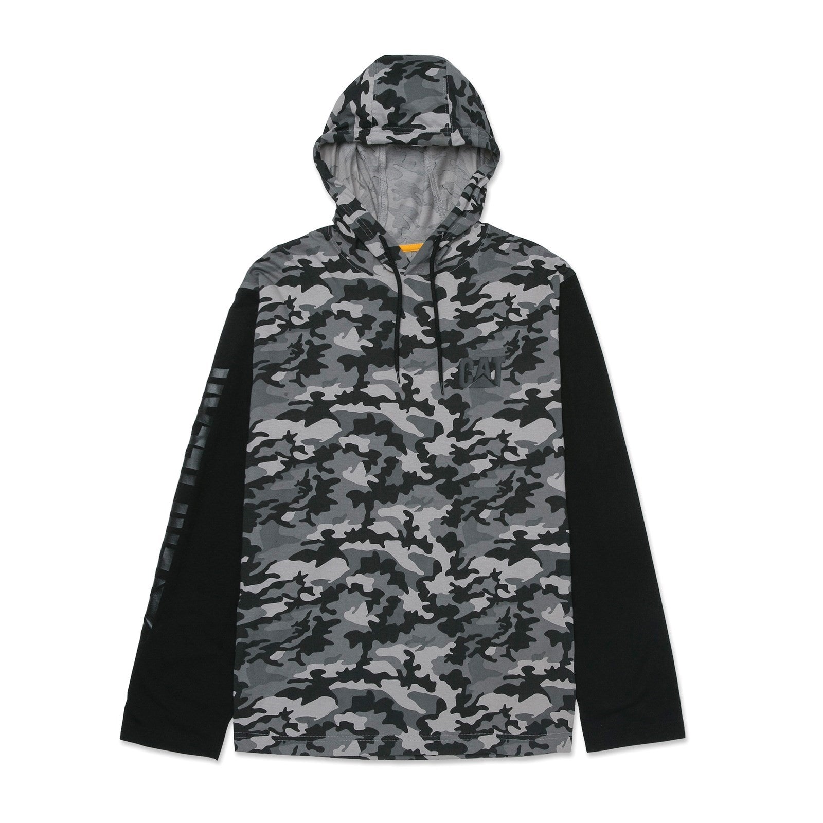Caterpillar Hooded Long Sleeve Tee Stone Camo (29577) - Work T-Shirts