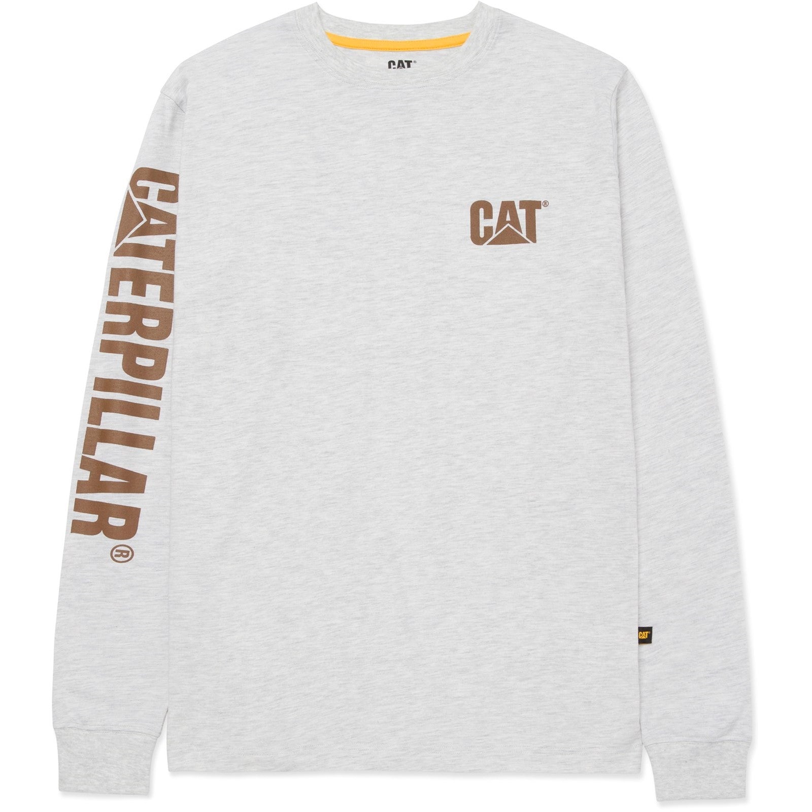 Caterpillar Trademark Banner Long Sleeve T-Shirt Cream Heather (35875) - Work T-Shirts