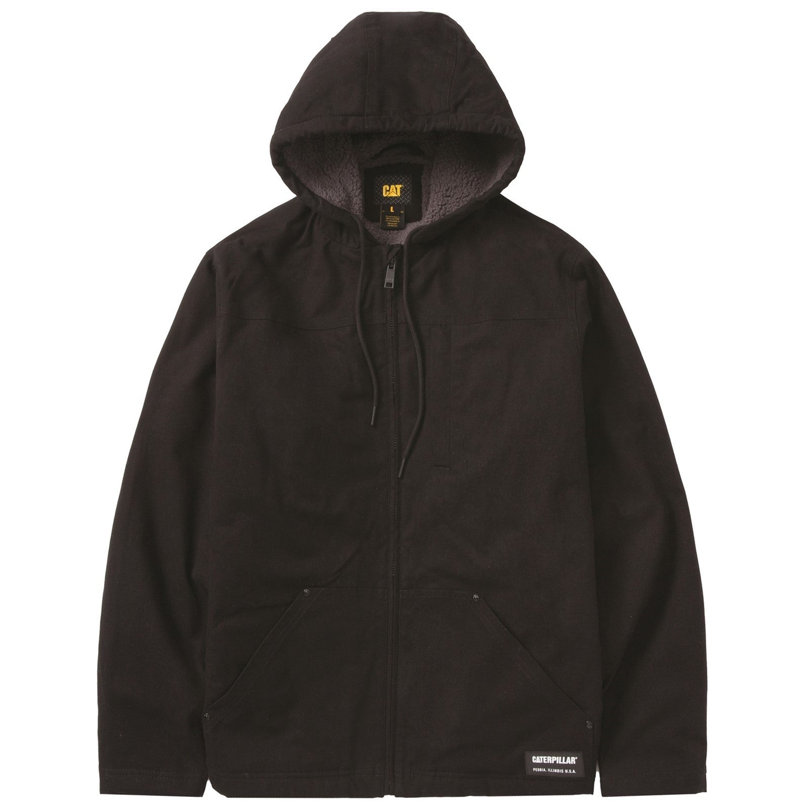 Caterpillar Hooded Sherpa Lined Jacket Black (38036) - Work Jackets