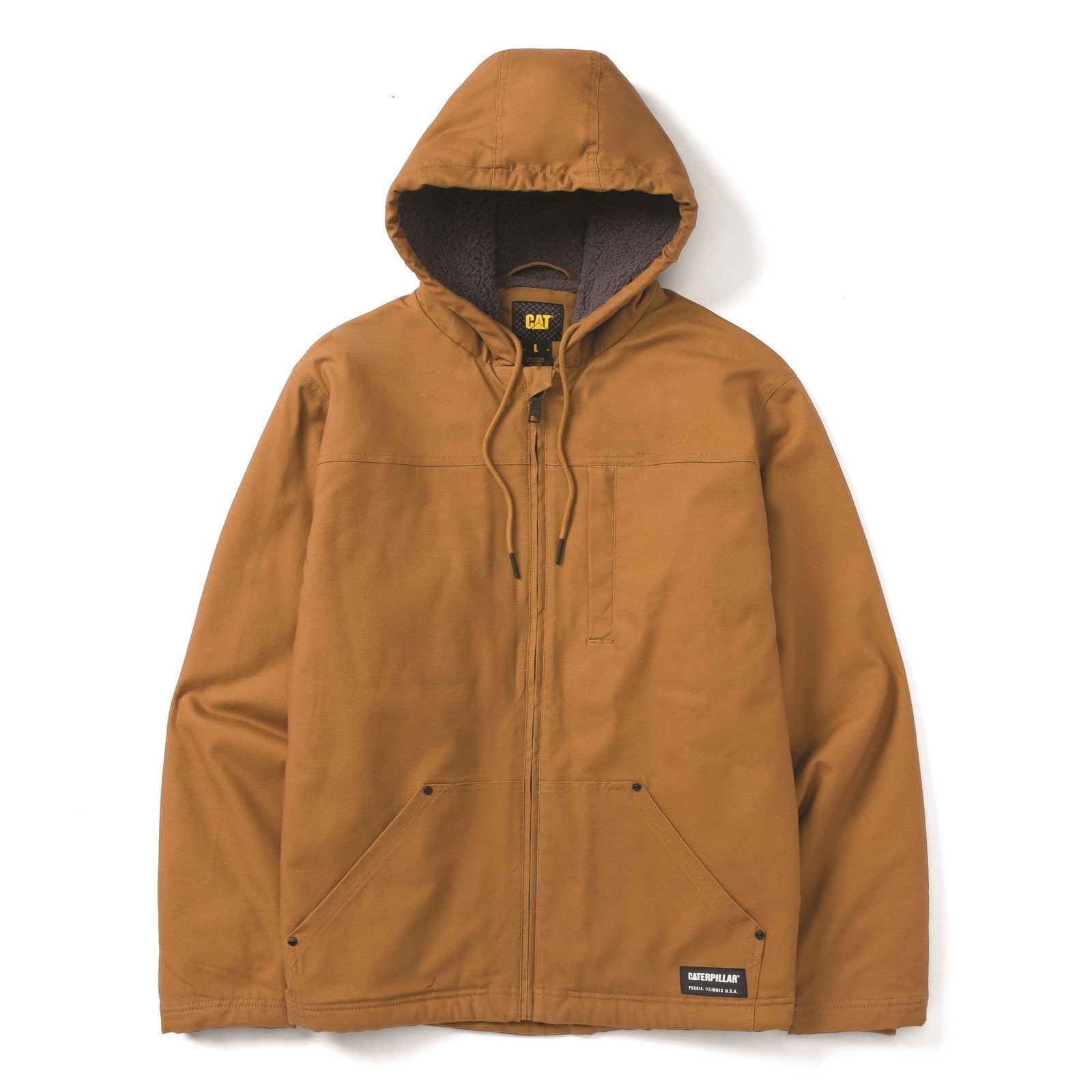 Caterpillar Hooded Sherpa Lined Jacket Bronze (38036) - Work Jackets