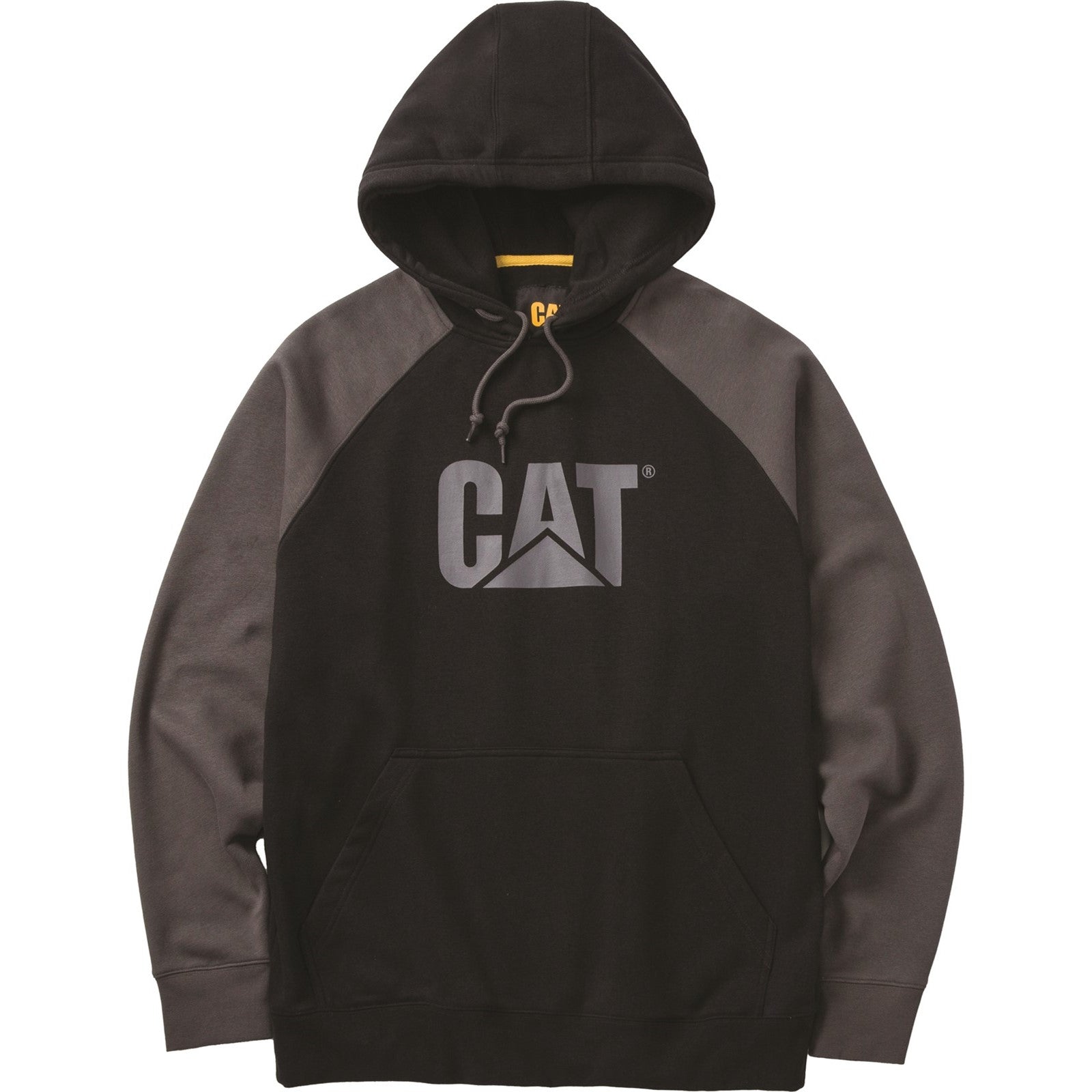 Caterpillar Raglan Hooded Sweatshirt Black/Magnet (38037) - Work Sweatshirts