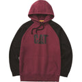 Caterpillar Raglan Hooded Sweatshirt Carmenere Heather/Black - Carmenere/Black (38037) - Work Sweatshirts