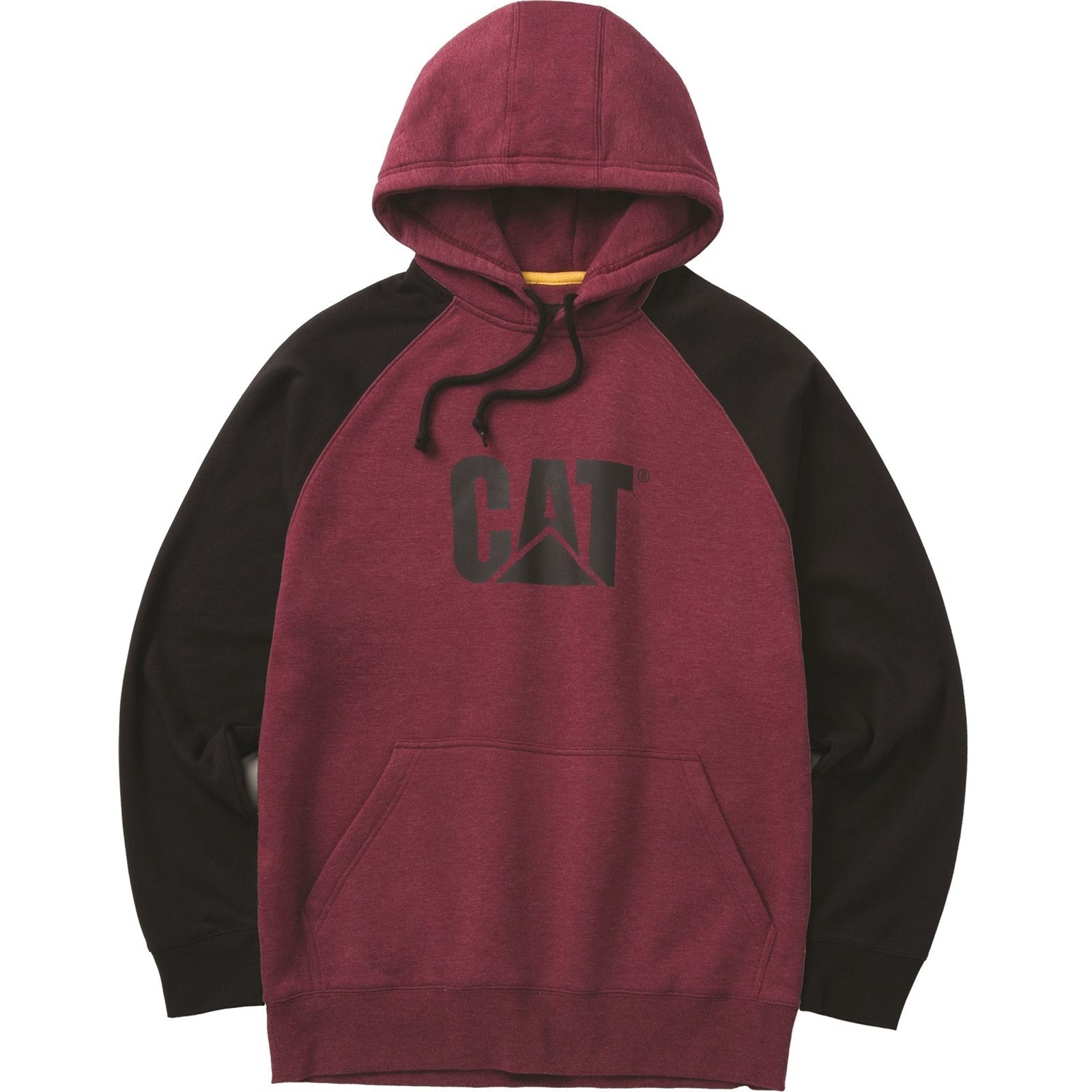 Caterpillar Raglan Hooded Sweatshirt Carmenere Heather/Black - Carmenere/Black (38037) - Work Sweatshirts