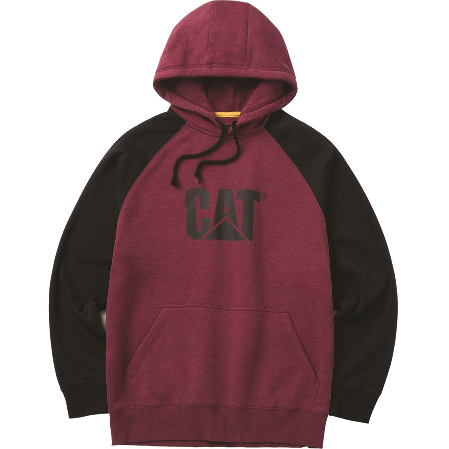 Caterpillar Raglan Hooded Sweatshirt Carmenere Heather/Black - Carmenere/Black (38037)