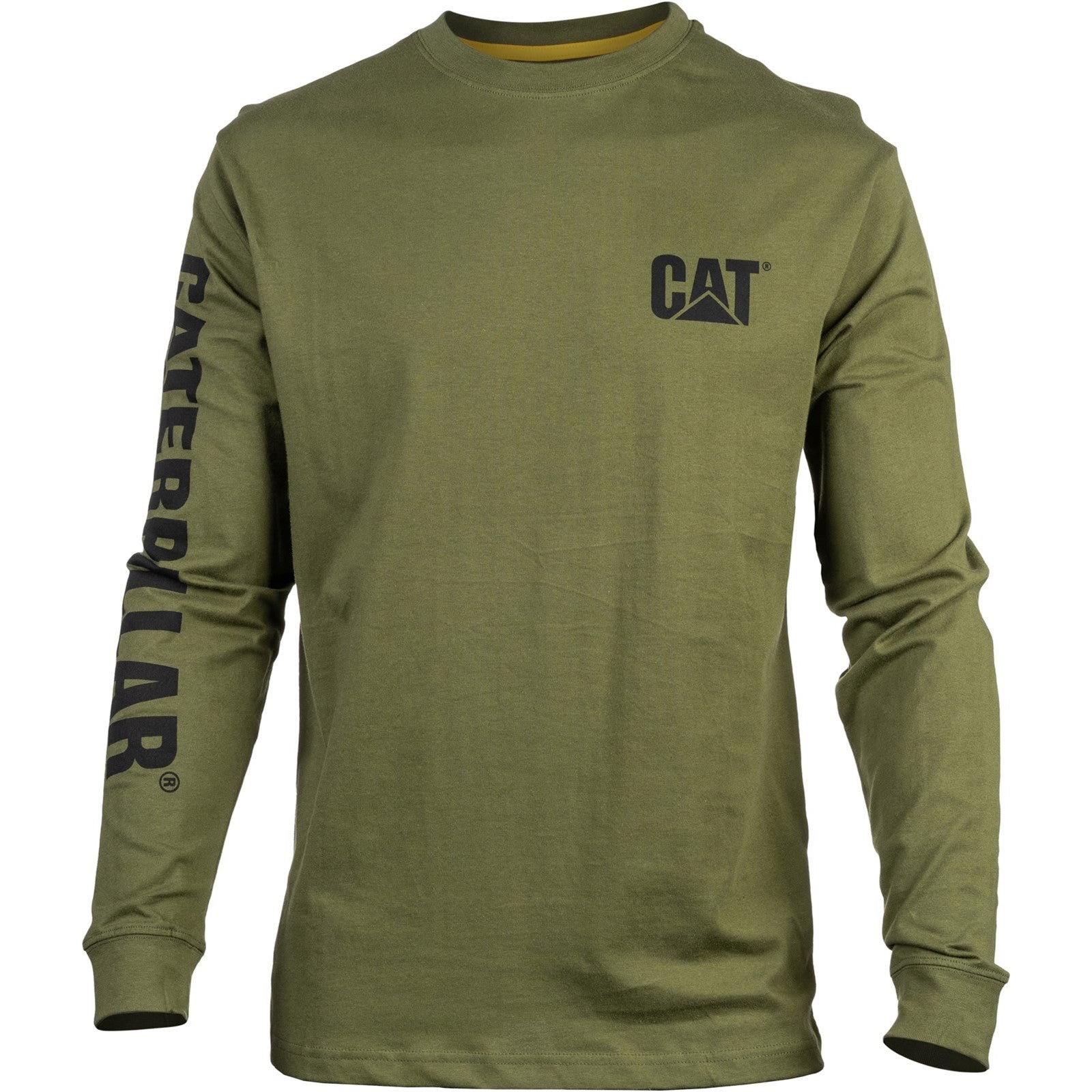 Caterpillar Trademark Banner Long Sleeve T-Shirt Chive (9036) - Work T-Shirts