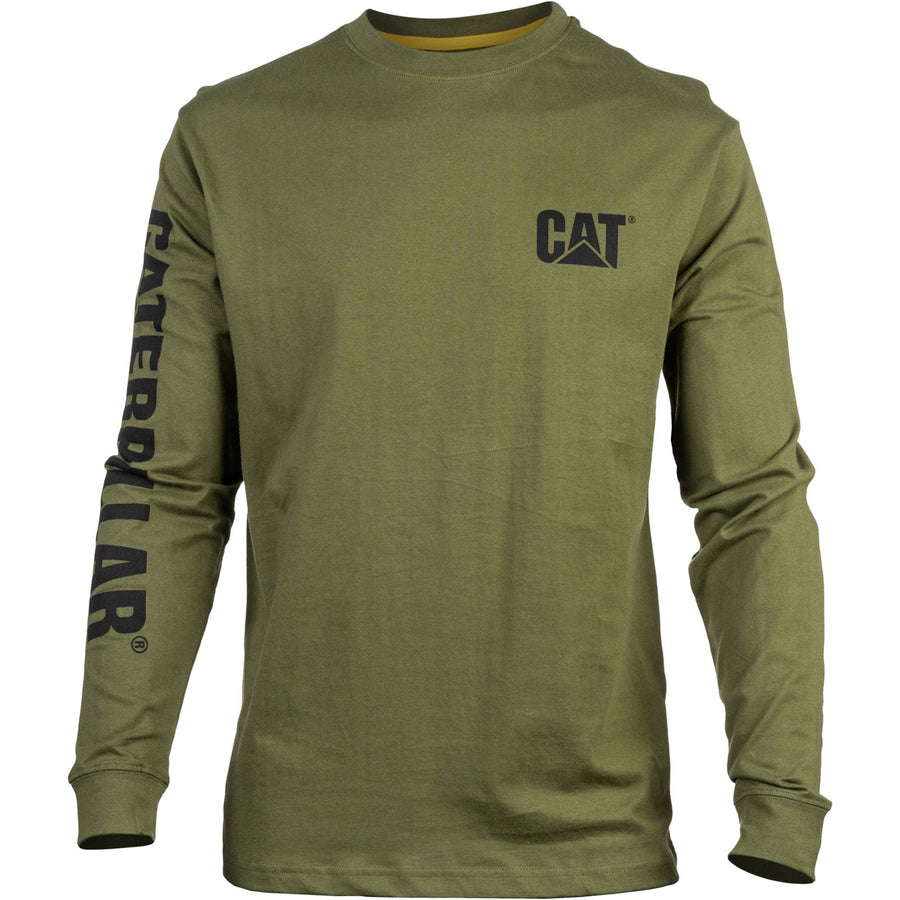 Caterpillar Trademark Banner Long Sleeve T-Shirt Chive (9036)