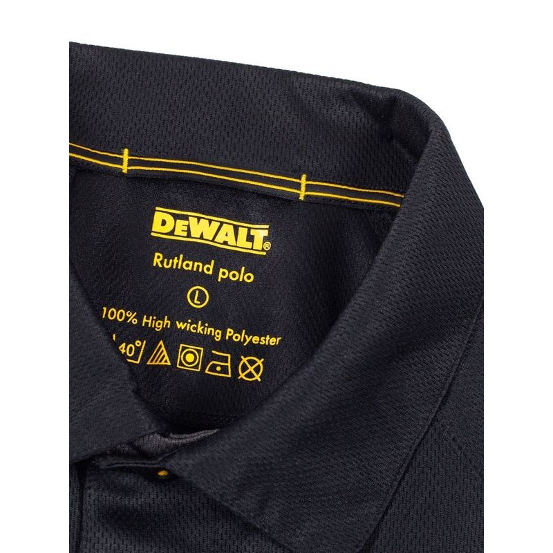 DeWalt Rutland Black/Grey Moisture Wicking Polo Shirt - Work Polo Shirt