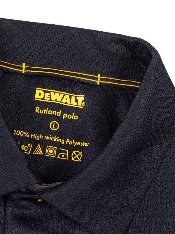 DeWalt Rutland Black/Grey Moisture Wicking Polo Shirt - Work Polo Shirt