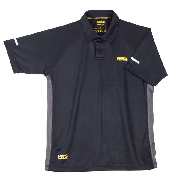 DeWalt Rutland Black/Grey Moisture Wicking Polo Shirt - Work Polo Shirt